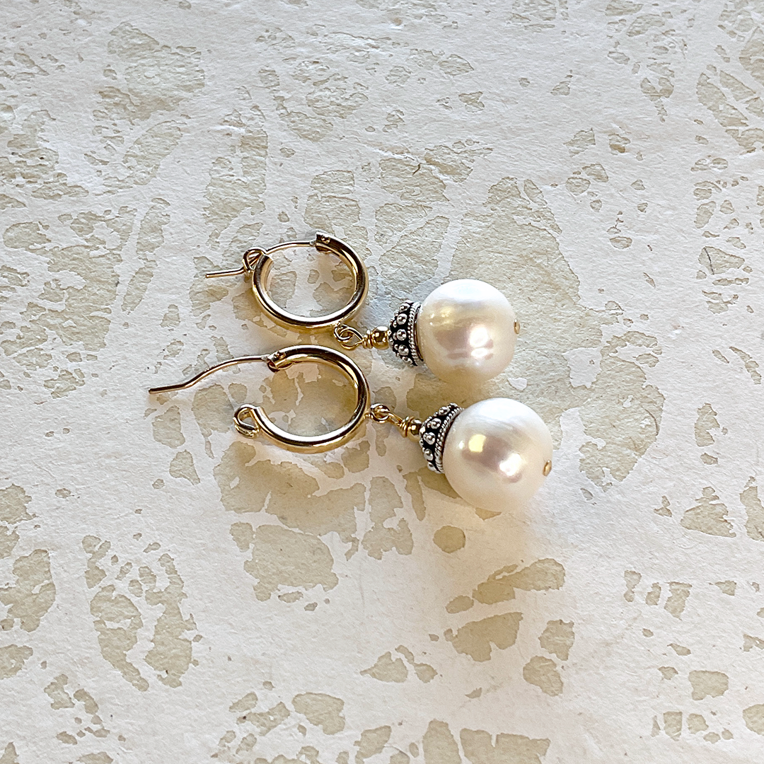 Pearl Earrings w/ 14KTGF Hoops
