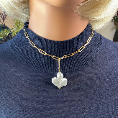 Baroque Pearl on 14KTGF "Y" Chain Necklace