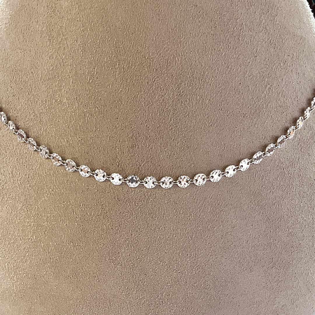 SS Hammered Disc Chain Bracelet w/ Pearl Accent