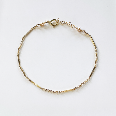 14KTGF Fancy Chain & Pearl Bracelet
