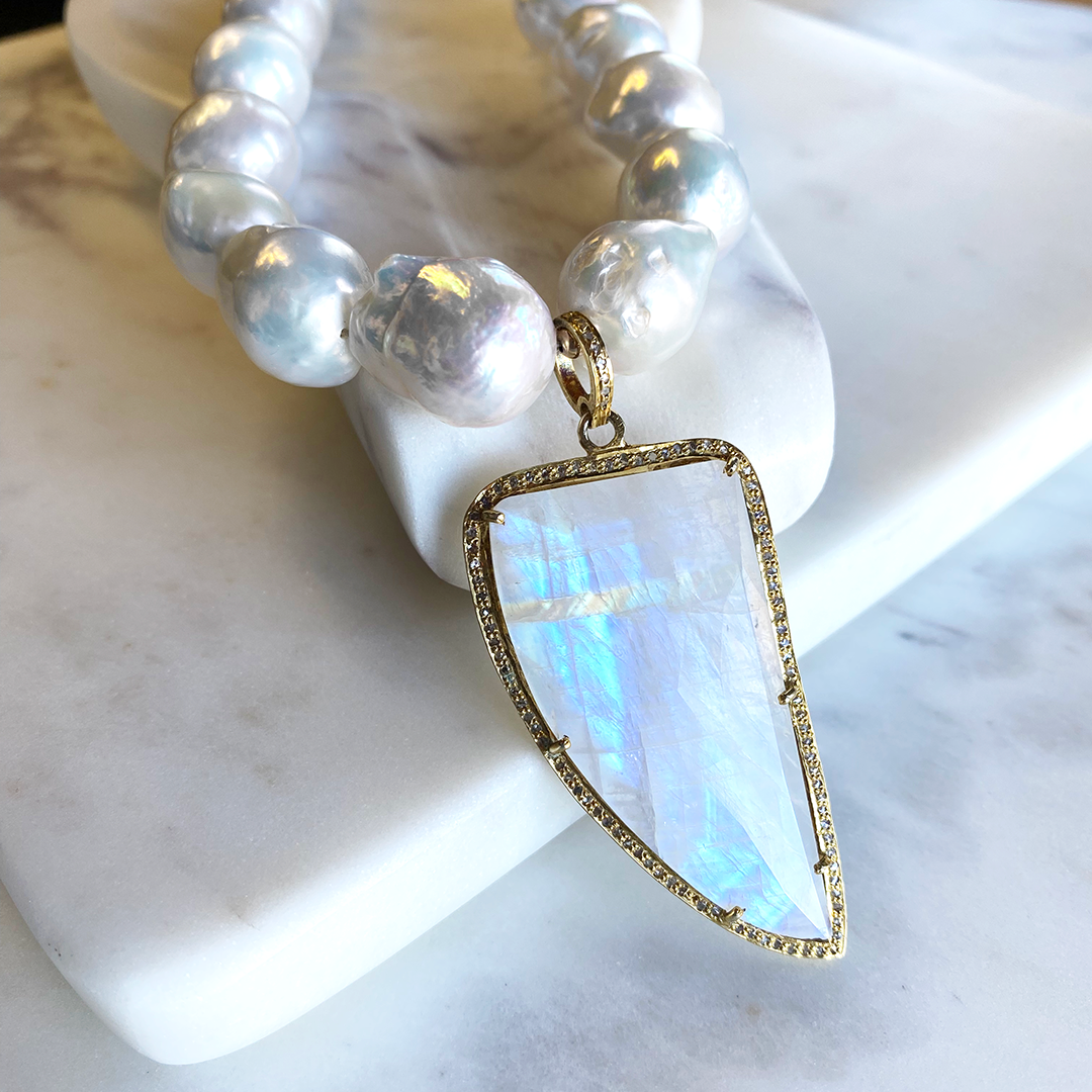 Rainbow Moonstone Dagger Pendant