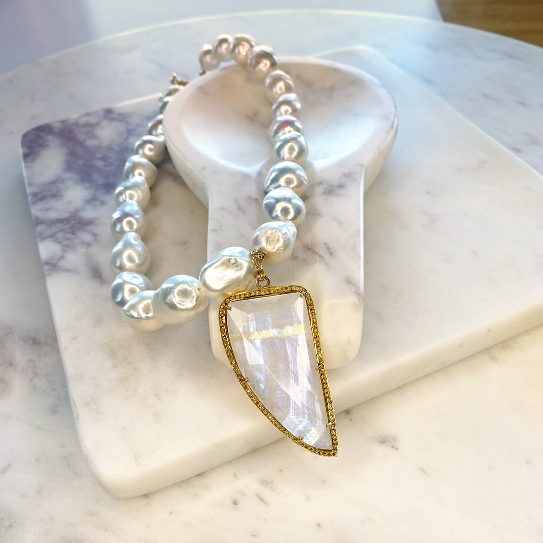 Rainbow Moonstone Dagger Pendant