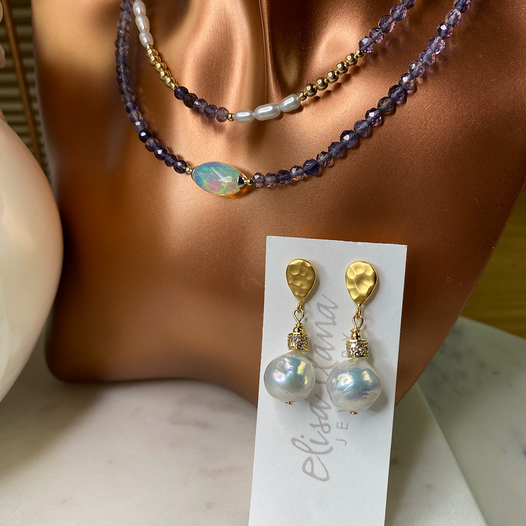 Pearl & 22KT Gold Vermeil Earrings