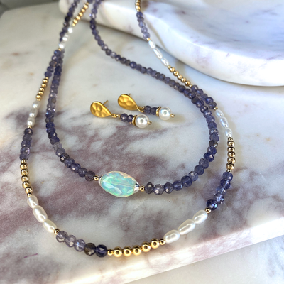 Ethiopian Opal & Iolite Necklace