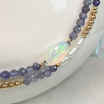 Ethiopian Opal & Iolite Necklace