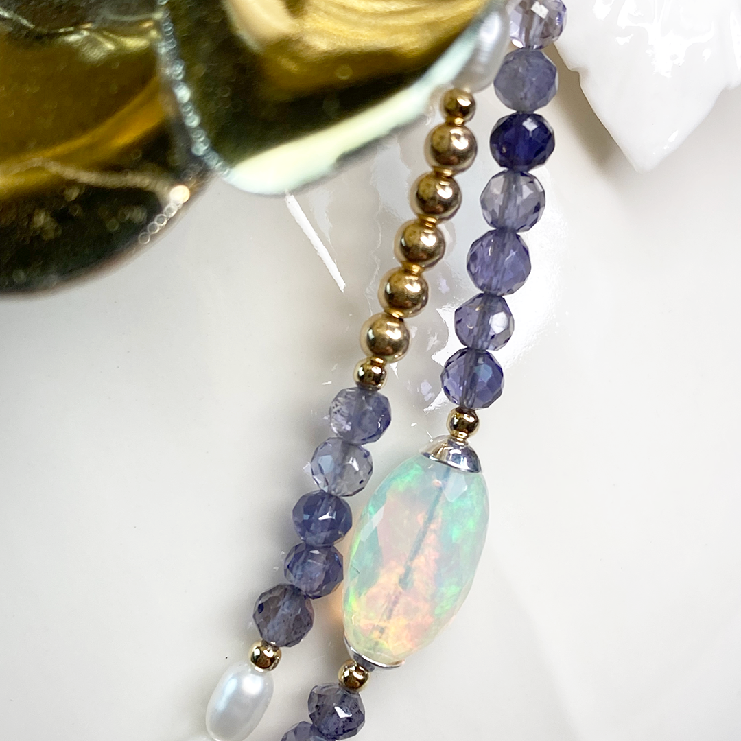 Ethiopian Opal & Iolite Necklace