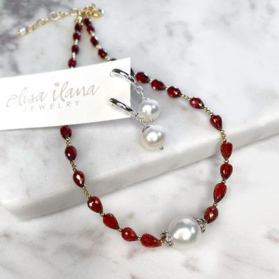 Garnet & Freshwater Pearl Necklace