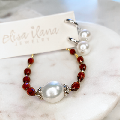 Garnet & Freshwater Pearl Necklace