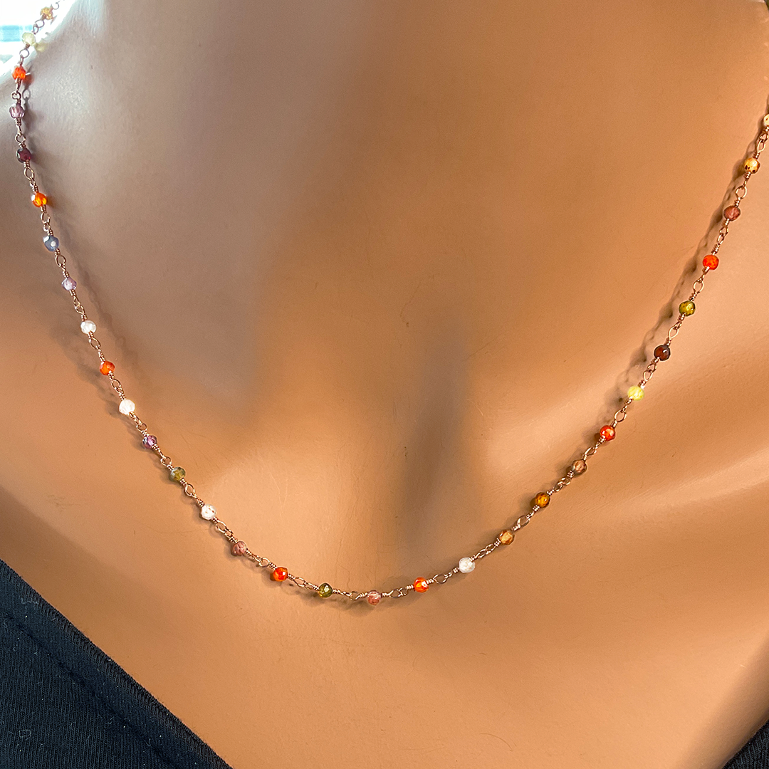 Multistone Necklace on 14kt Rose Vermeil