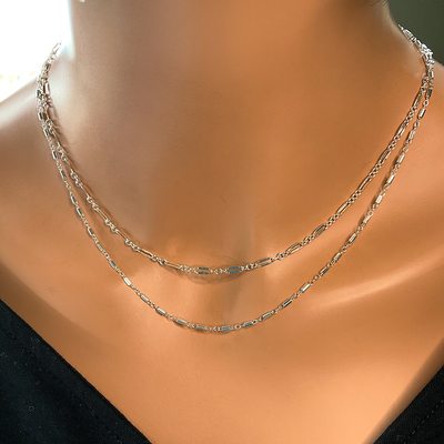 SS Fancy Long/Short Chain Necklace