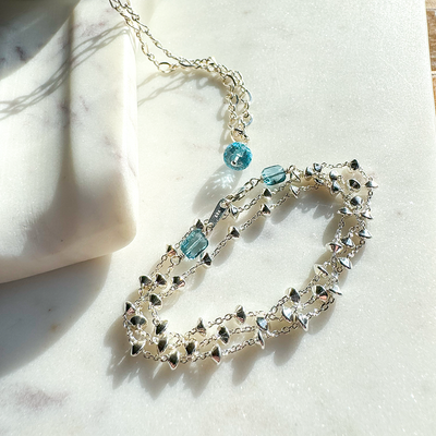 Satellite Station Chain w/ Faceted Blue Topaz
