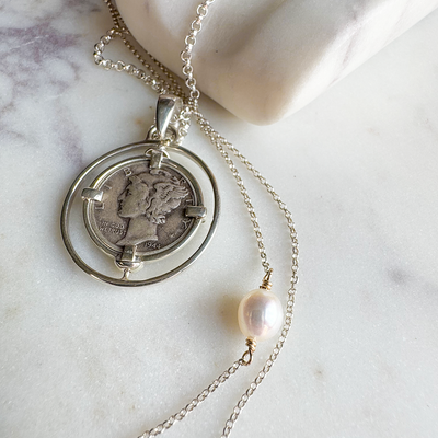 1944 Liberty Dime on Rolo Chain Necklace