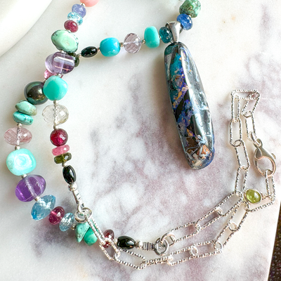 Australian Opal Pendant on Multi-Stone Necklace