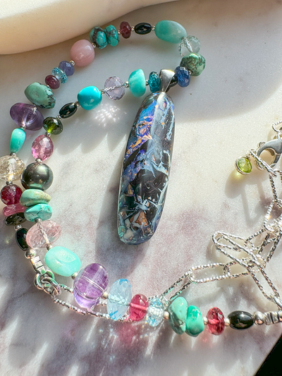 Australian Opal Pendant on Multi-Stone Necklace