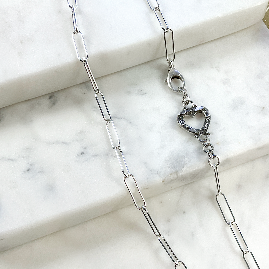 Chain Necklace with Handmade Heart Accent