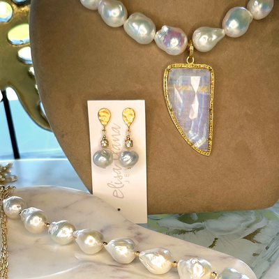 Pearl & 22KT Gold Vermeil Earrings