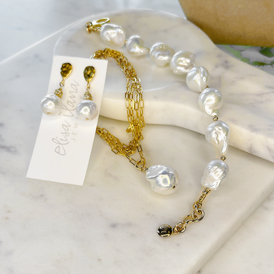 14KTGF Cable Chain Necklace w/ Freshwater Pearl Pendant