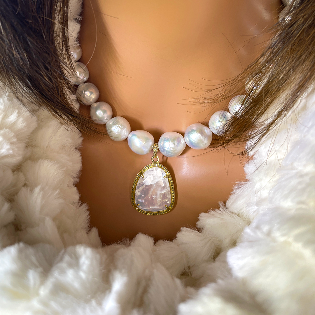 Moonstone pearl necklace best sale