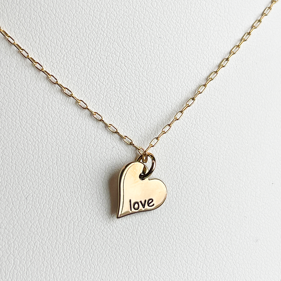 Engraved Heart Pendant on Chain Necklace