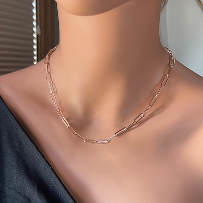 14Kt Rose Gold Fill Paperclip Chain Necklace