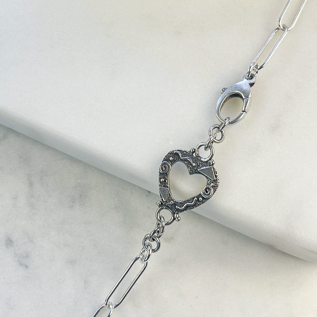 Chain Necklace with Handmade Heart Accent