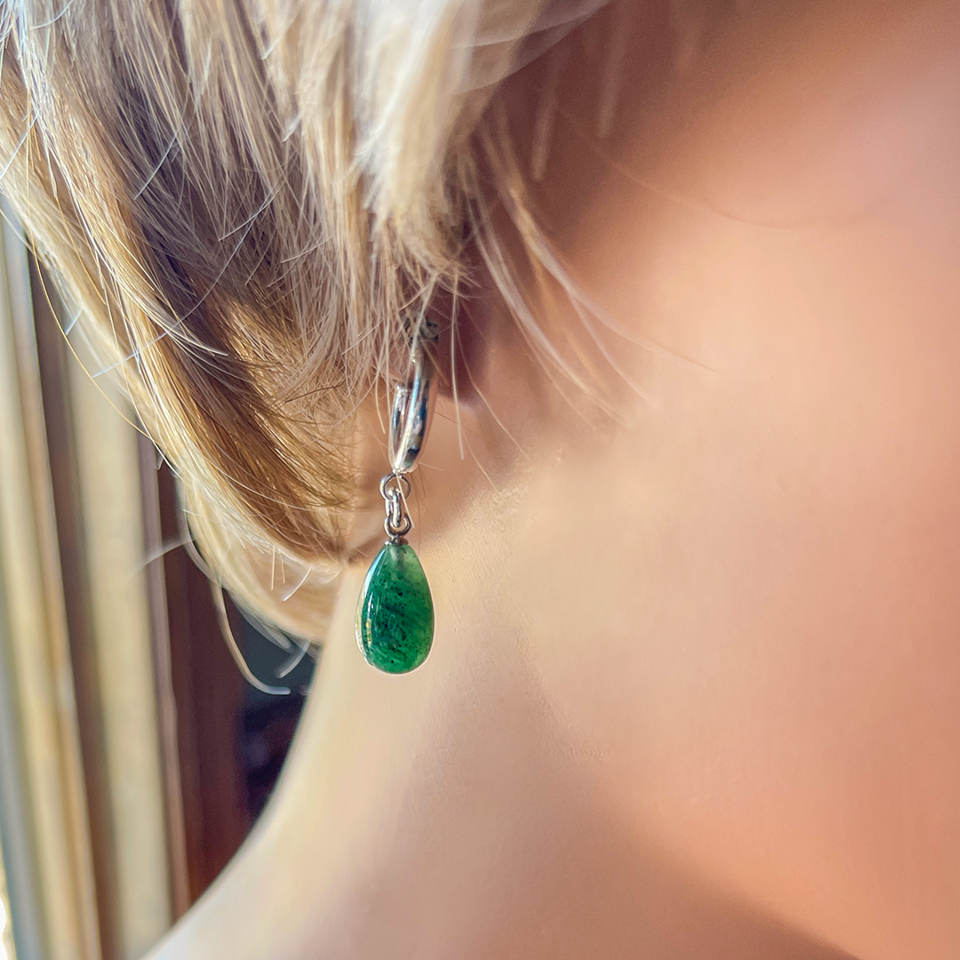 Green Aventurine Pear Earrings