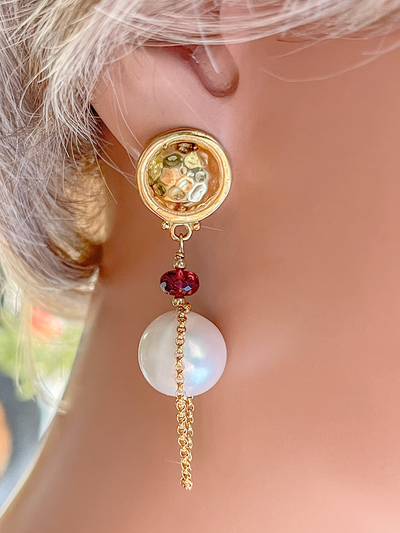 Freshwater Pearl & Gemstone Earrings