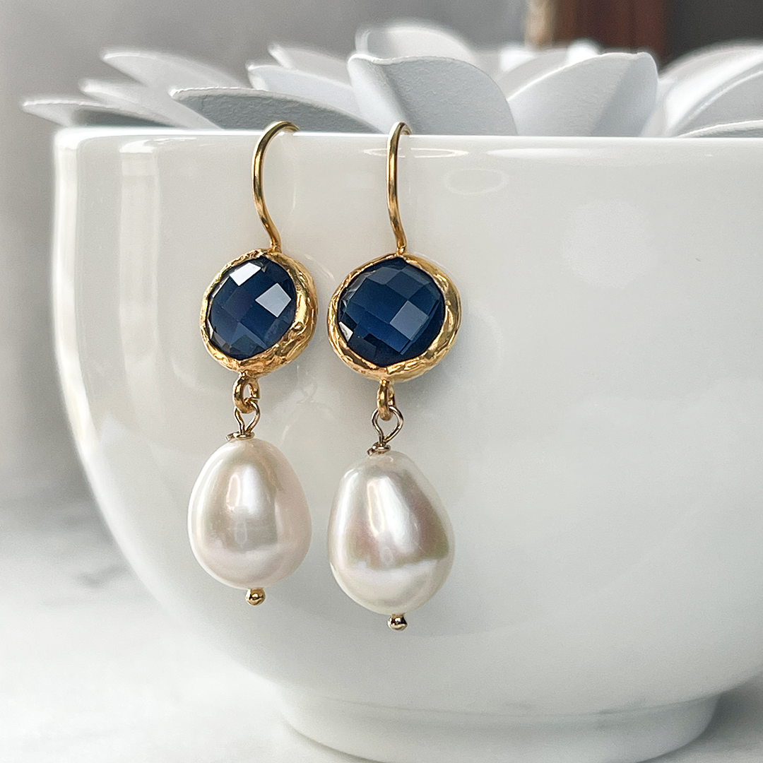 OOAK Sapphire Blue Quartz earrings