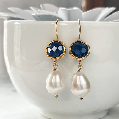 OOAK Sapphire Blue Quartz earrings
