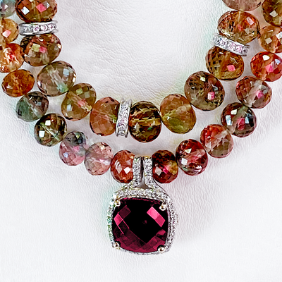 Tourmaline Necklace with Rhodolite Garnet Pendant