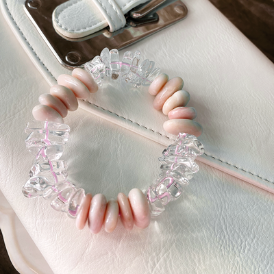 Pink Peruvian Opal & Quartz Crystal Stretch Bracelet