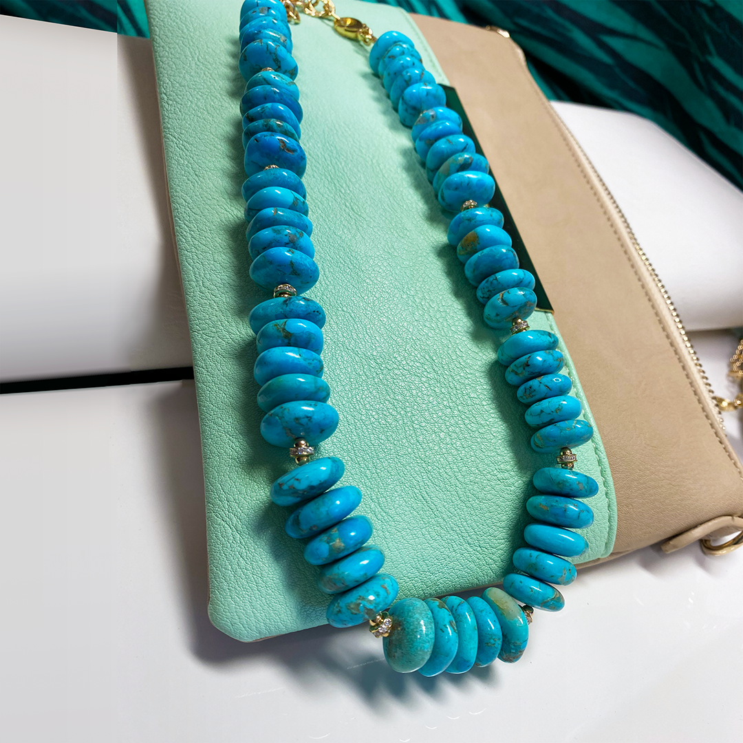 Turquoise Necklace with 14k Gold-Filled Finishing