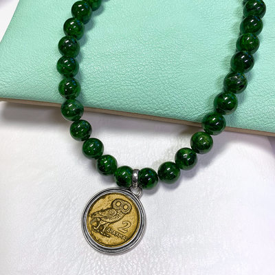 Chrome Diopside Necklace with Apaxmai Coin Pendant