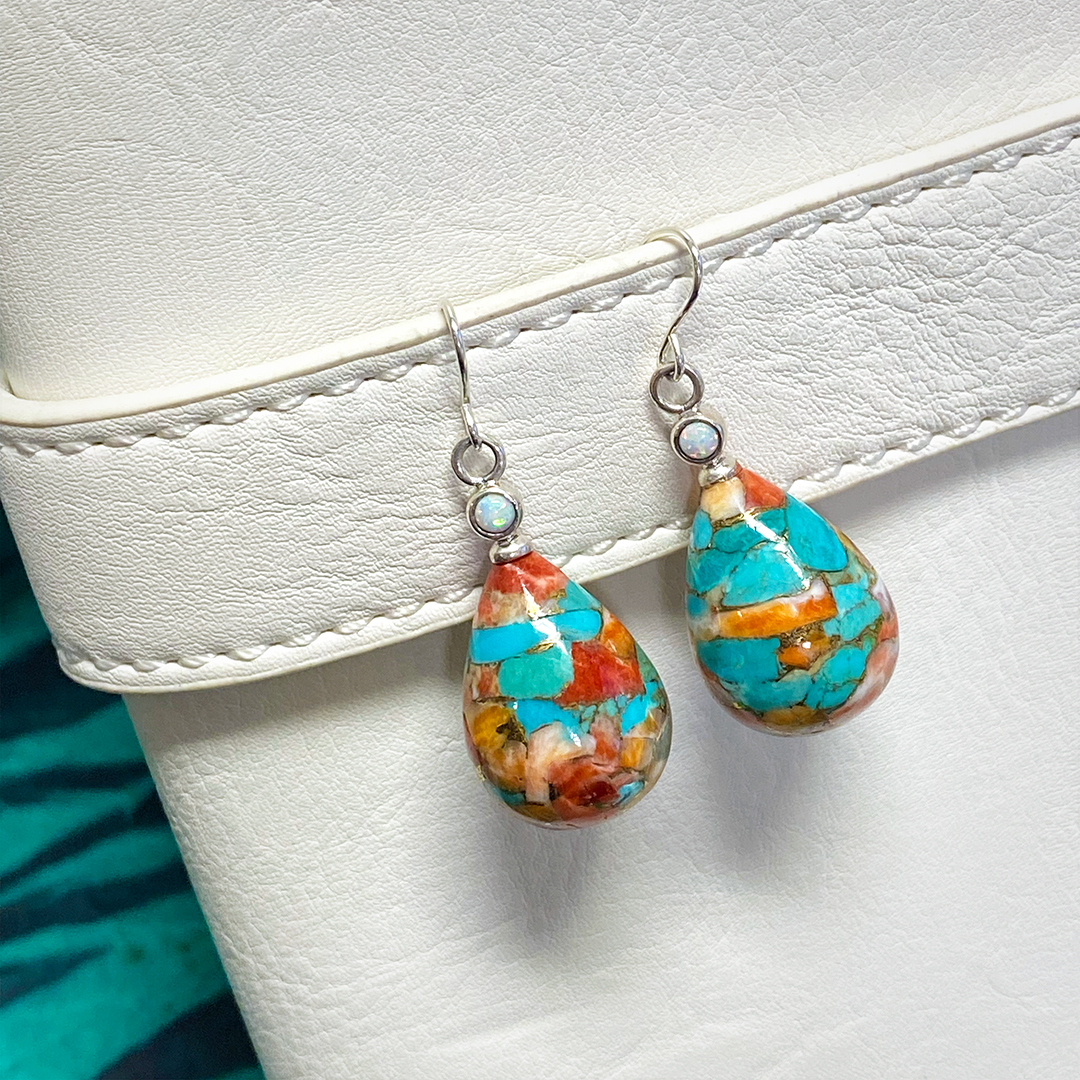 Turquoise & Spiny Oyster Earrings