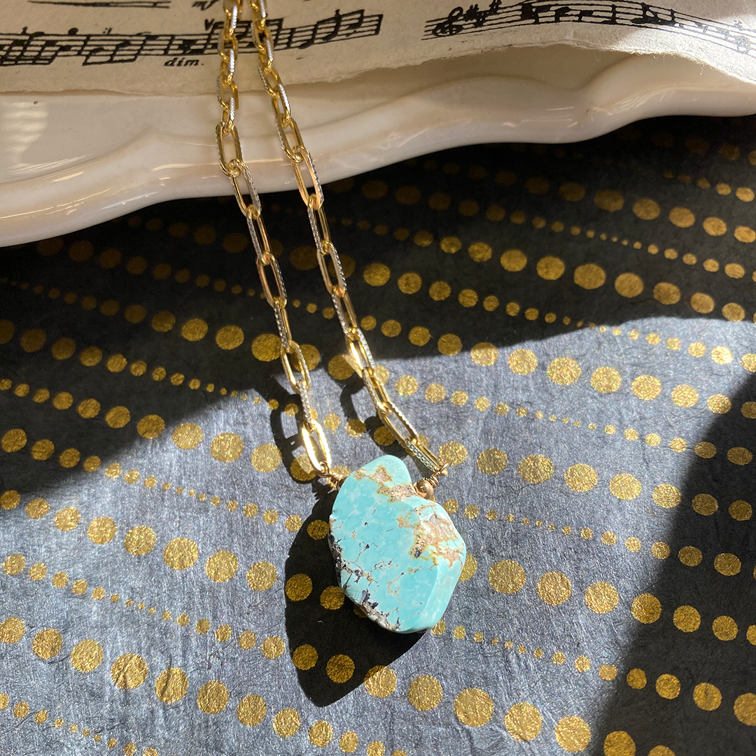 Organic Golden Hills Turquoise on a Paperclip Chain