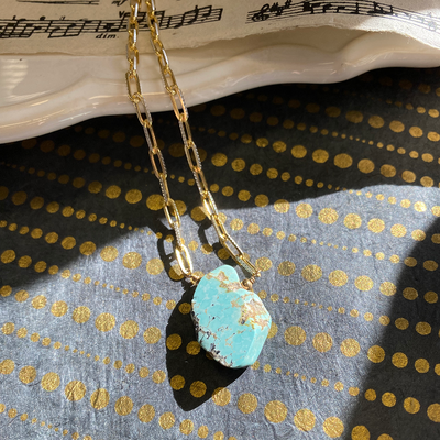 Organic Golden Hills Turquoise on a Paperclip Chain