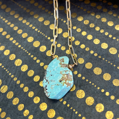 Organic Golden Hills Turquoise on a Paperclip Chain