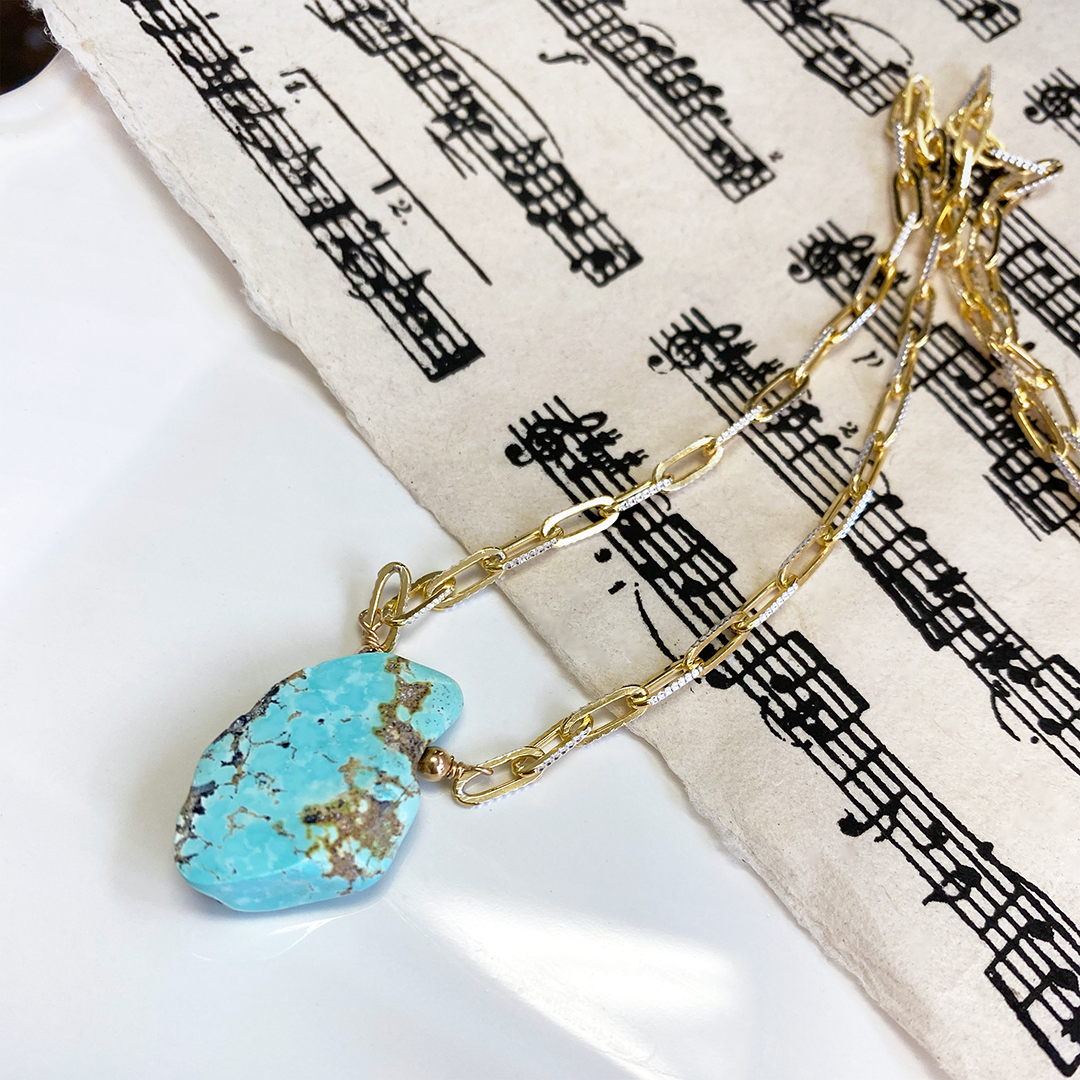 Organic Golden Hills Turquoise on a Paperclip Chain