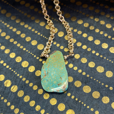 14KTGF Necklace Chain with Golden Hills Turquoise Pendant