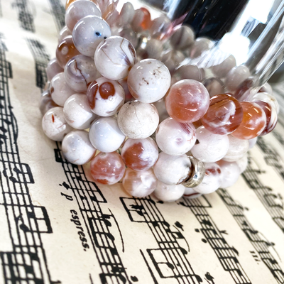 White Porcelain Agate Stretchy Bracelet