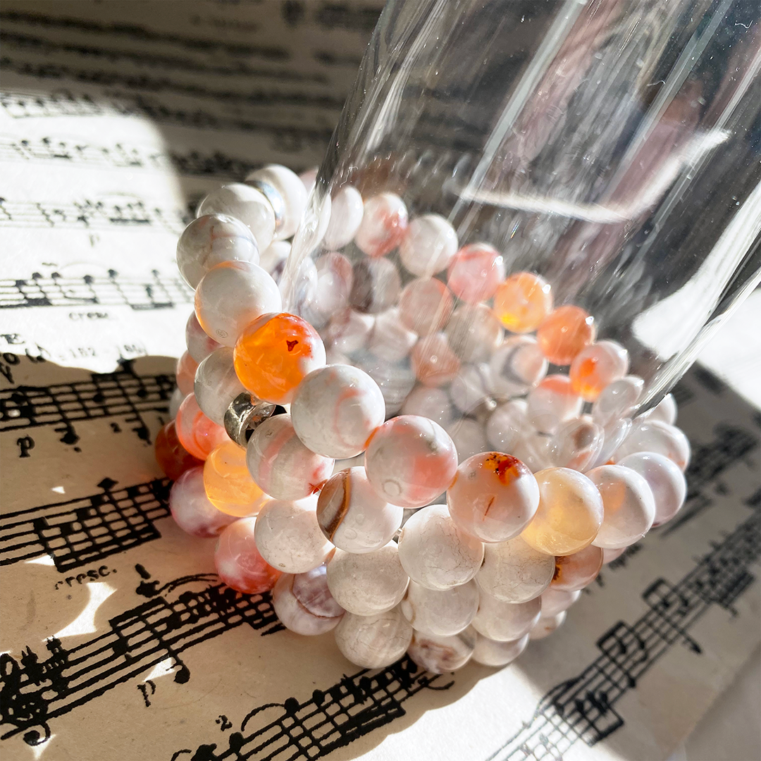 White Porcelain Agate Stretchy Bracelet