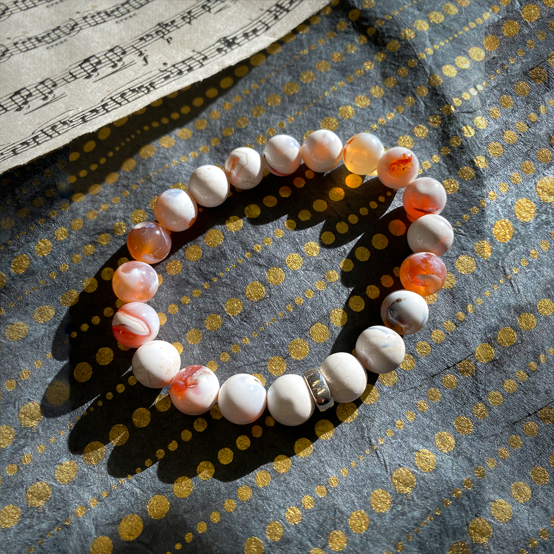 White Porcelain Agate Stretchy Bracelet