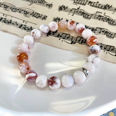 White Porcelain Agate Stretchy Bracelet