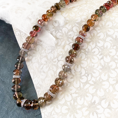 Tourmaline Necklace with White Topaz Rondels