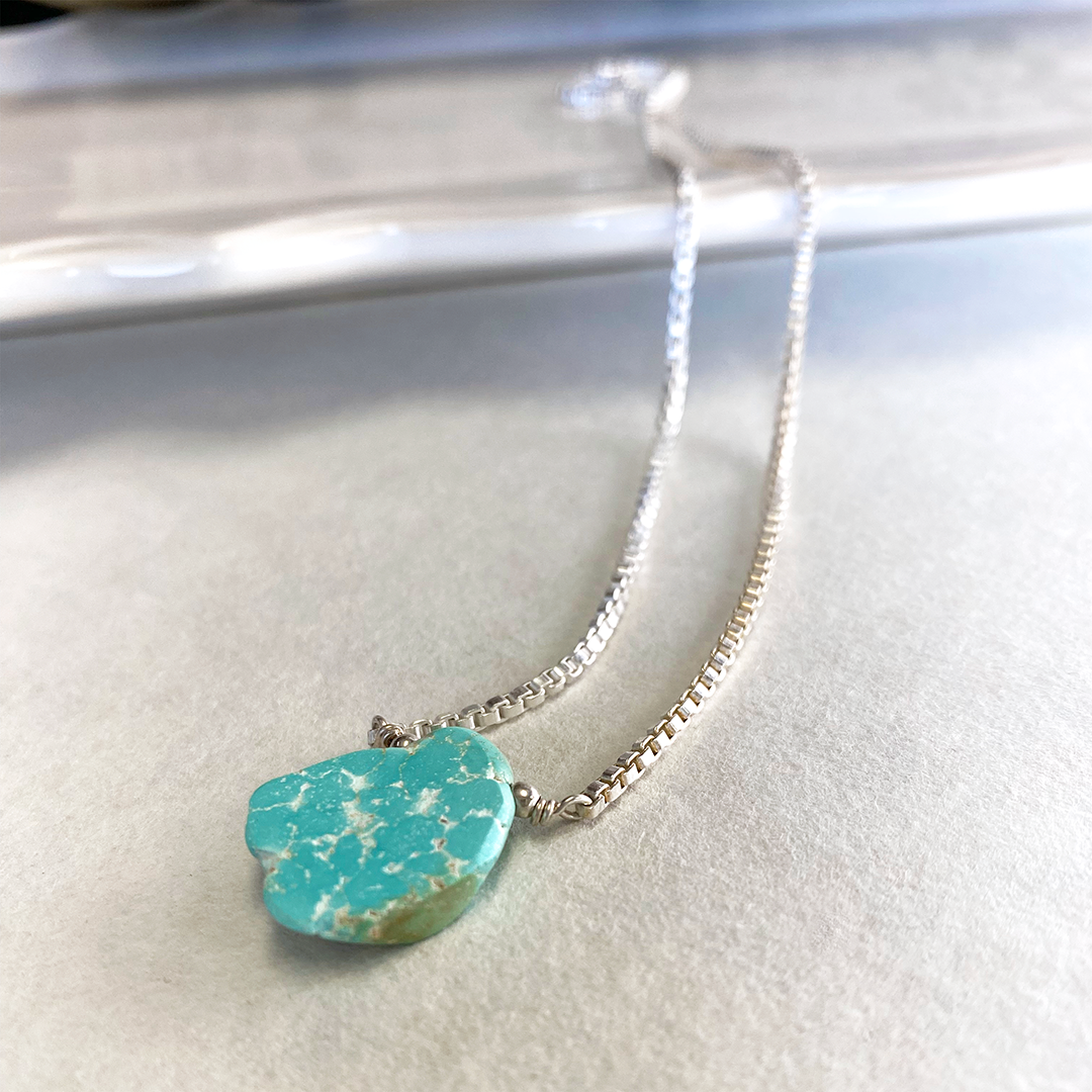 Golden Hill Turquoise Pendant on Sterling Silver Box Chain