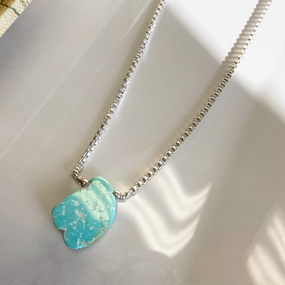 Golden Hill Turquoise Pendant on Sterling Silver Box Chain