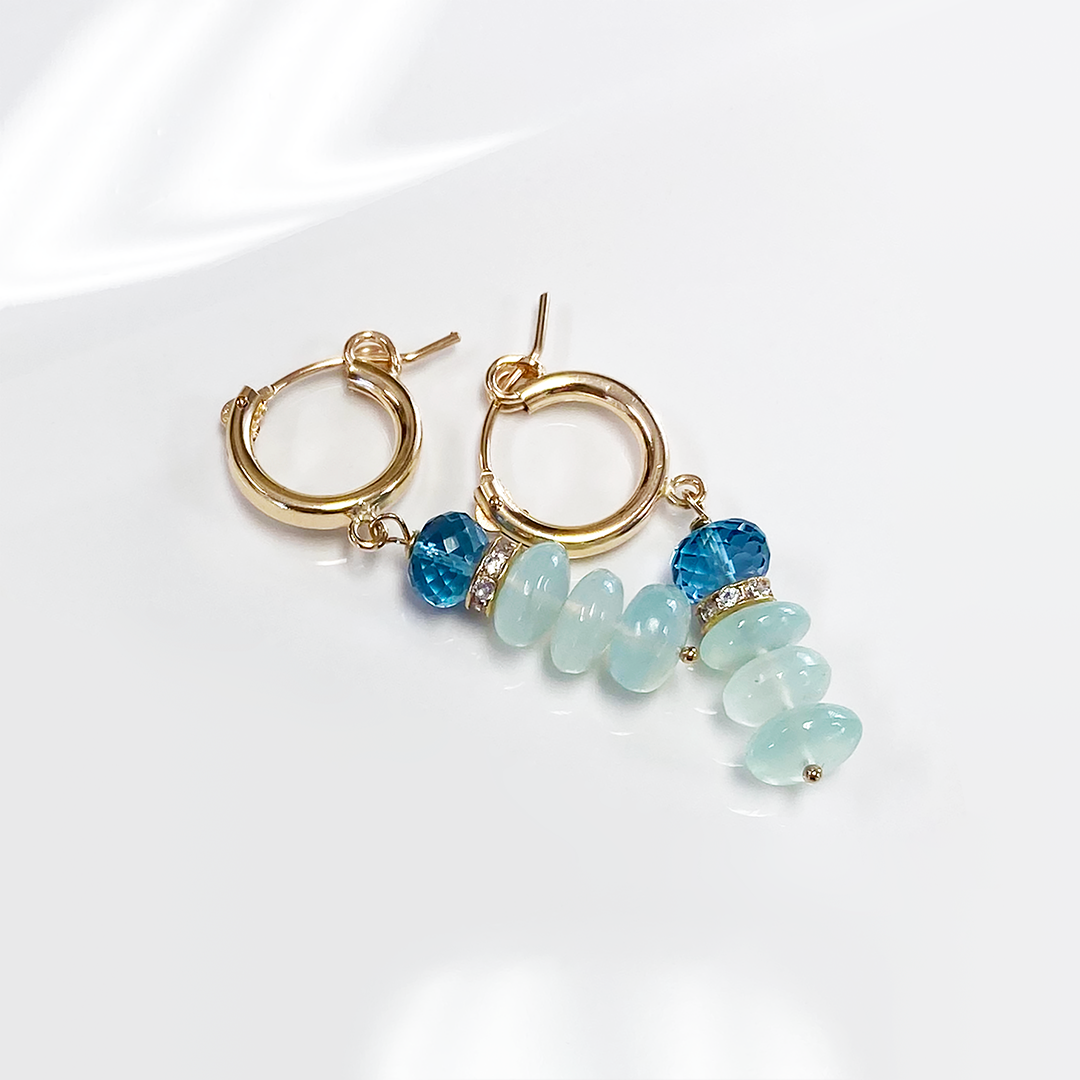 Peruvian Opal & London Blue Topaz Earrings