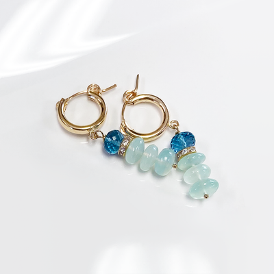 Peruvian Opal & London Blue Topaz Earrings