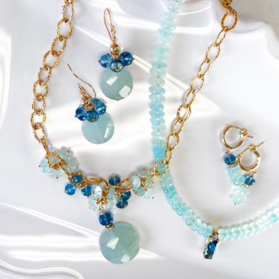 Ocean Chalcedony & London Blue Topaz Earrings