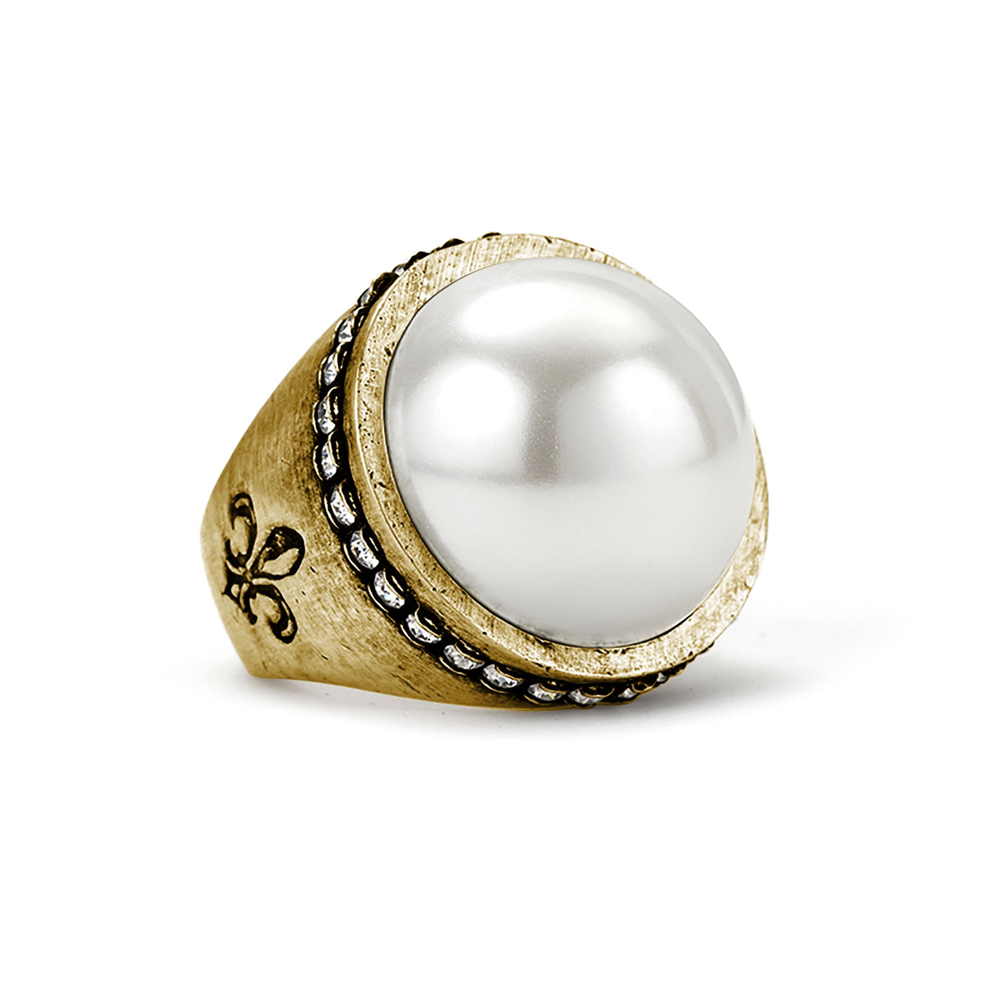 Swarovski Signet Ring with White Shell Pearl (Size 9))